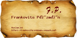 Frankovits Pázmán névjegykártya